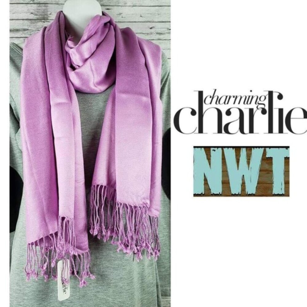 Charming Charlie Fringe Purple Scarf NWT